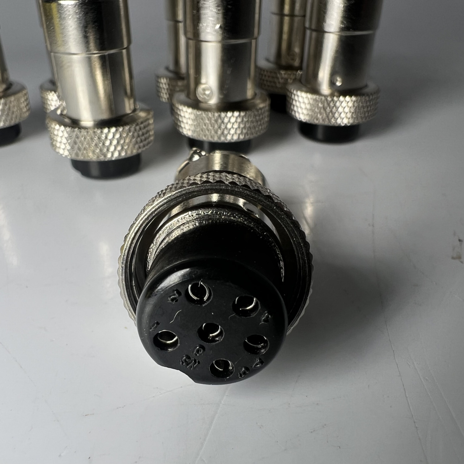 thumbnail image 2 of 6 Pin Microphone Connector – Female – For Ham CB Radio – Push On – Silver – SA6A110 2 of 5
