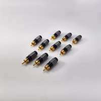 [Set of 10] MIC14BLACK Premium Red RCA Male Plug Solder Type Audio Video Adapter
