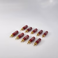 [Set of 10] MIC14RED - Premium Red RCA Male Plug Solder Type Audio Video Adapter