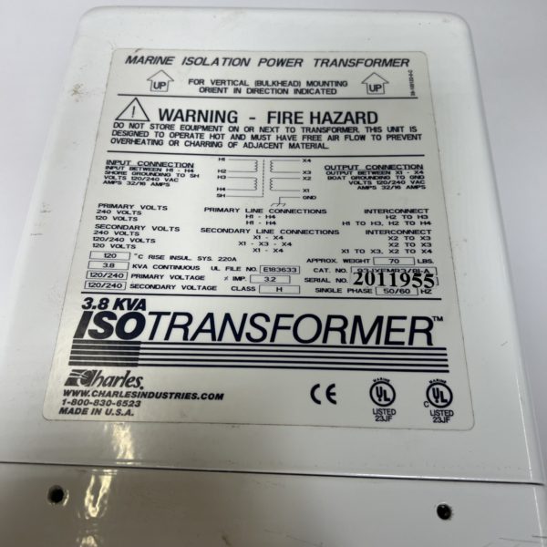 CHARLES 32/16 AMP ISOLATION TRANSFORMER 3.8KVA 120/240VAC Max