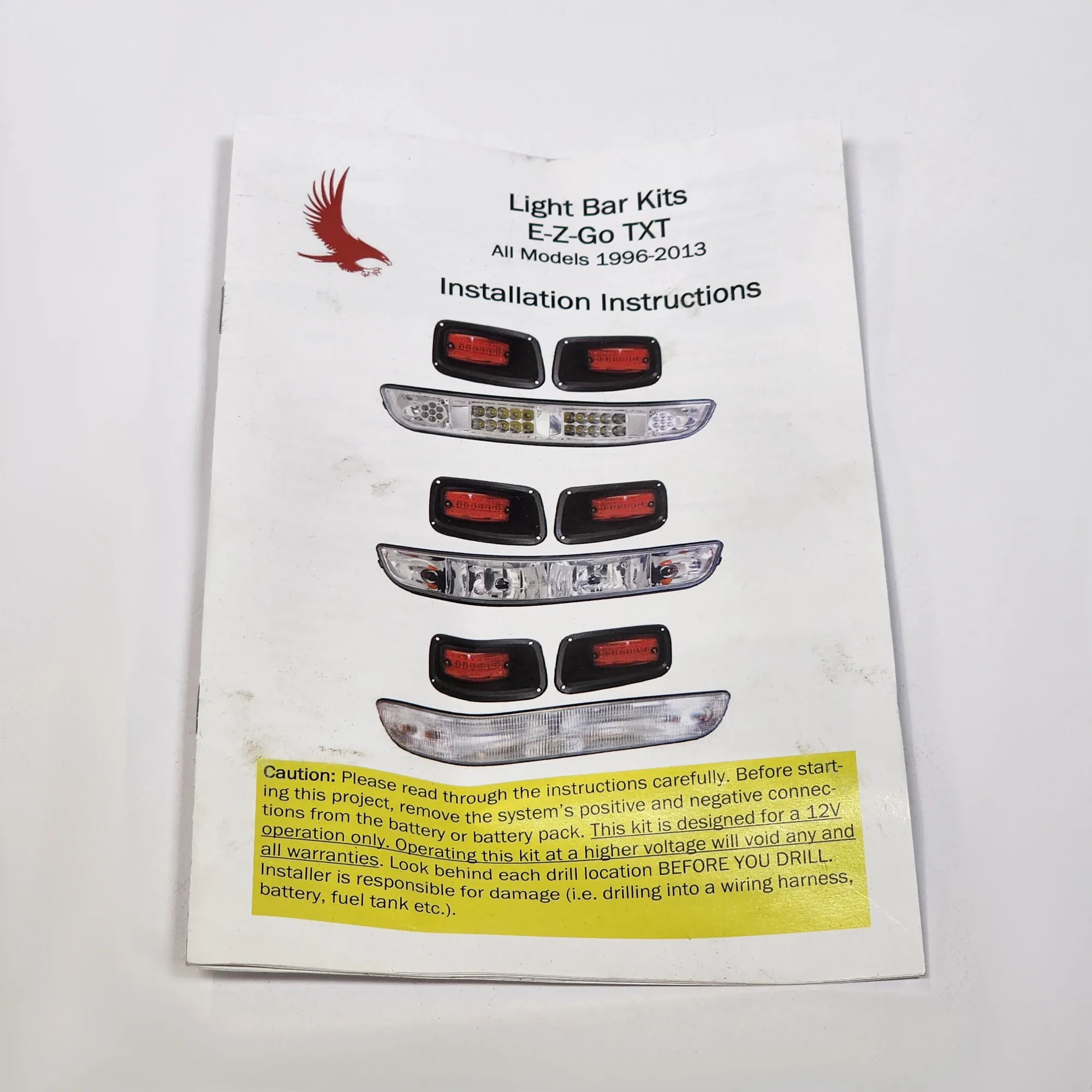 RHOX LGT122L Front Light Bar and Rear Taillight Kit 9413 EZGO TXT