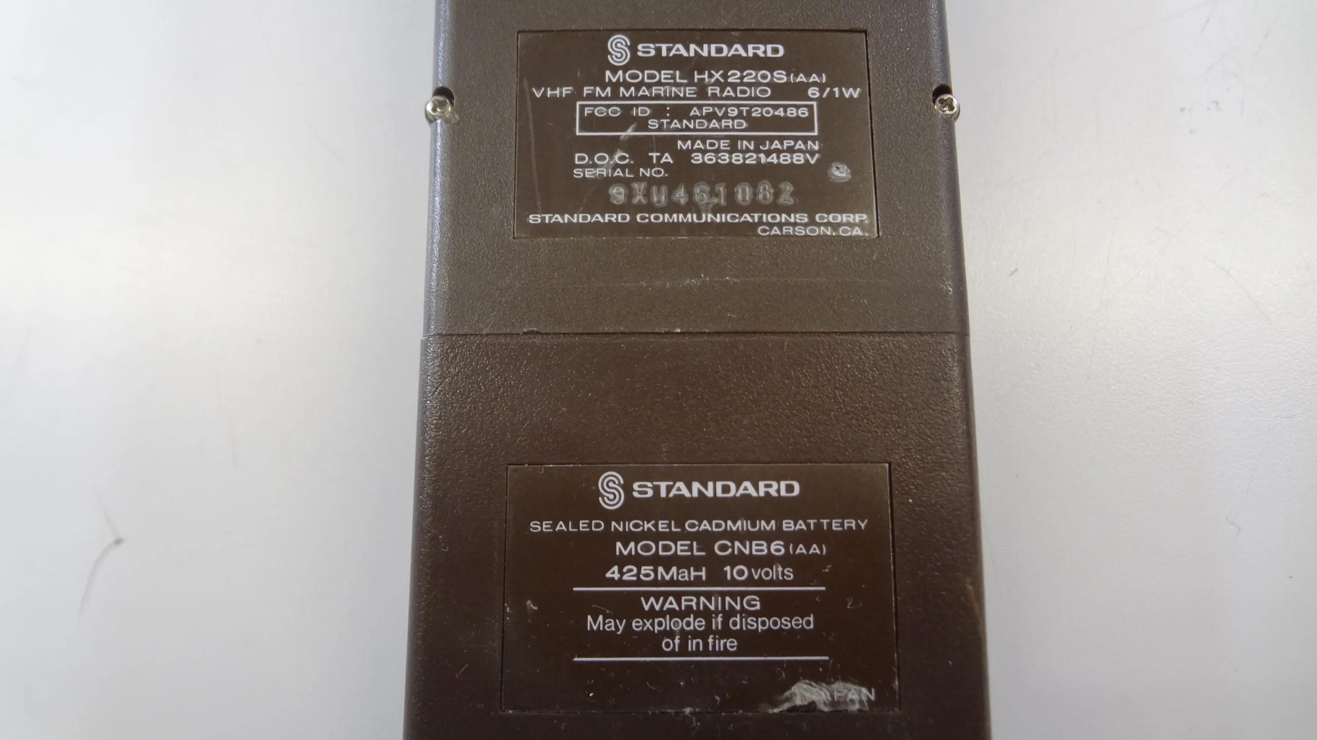 Standard Horizon HandPhone 6 HX220S w/ Sealed NiCad Battery CNB6 For