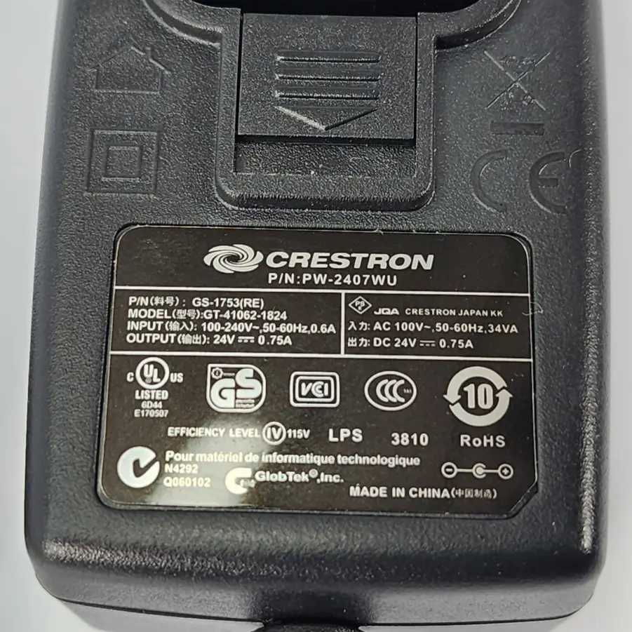 Crestron PW-2407WU Wall Mount Power Pack 24VDC 0.75A 2.1mm - Universal - Image 3