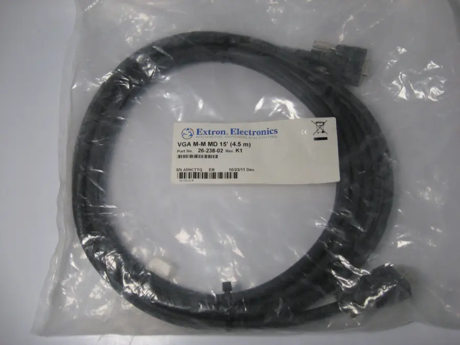 Extron 26-238-02 VGA M-M MD 15' Male to Male Molded VGA Cable - NEW OLD STOCK