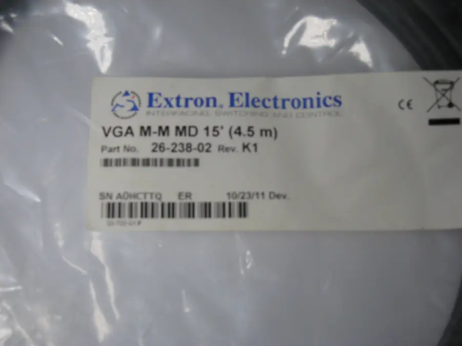 Extron 26-238-02 VGA M-M MD 15' Male to Male Molded VGA Cable - NEW OLD STOCK - Image 3