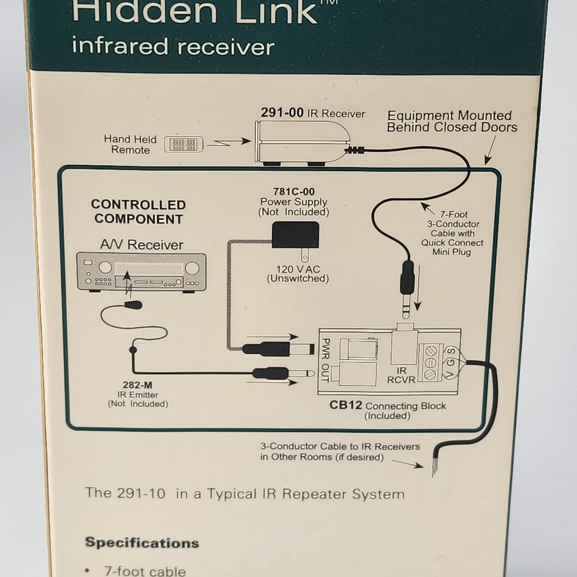 Xantech Home 291-10 Hidden Link Infrared Shelf Top IR Receiver - New
