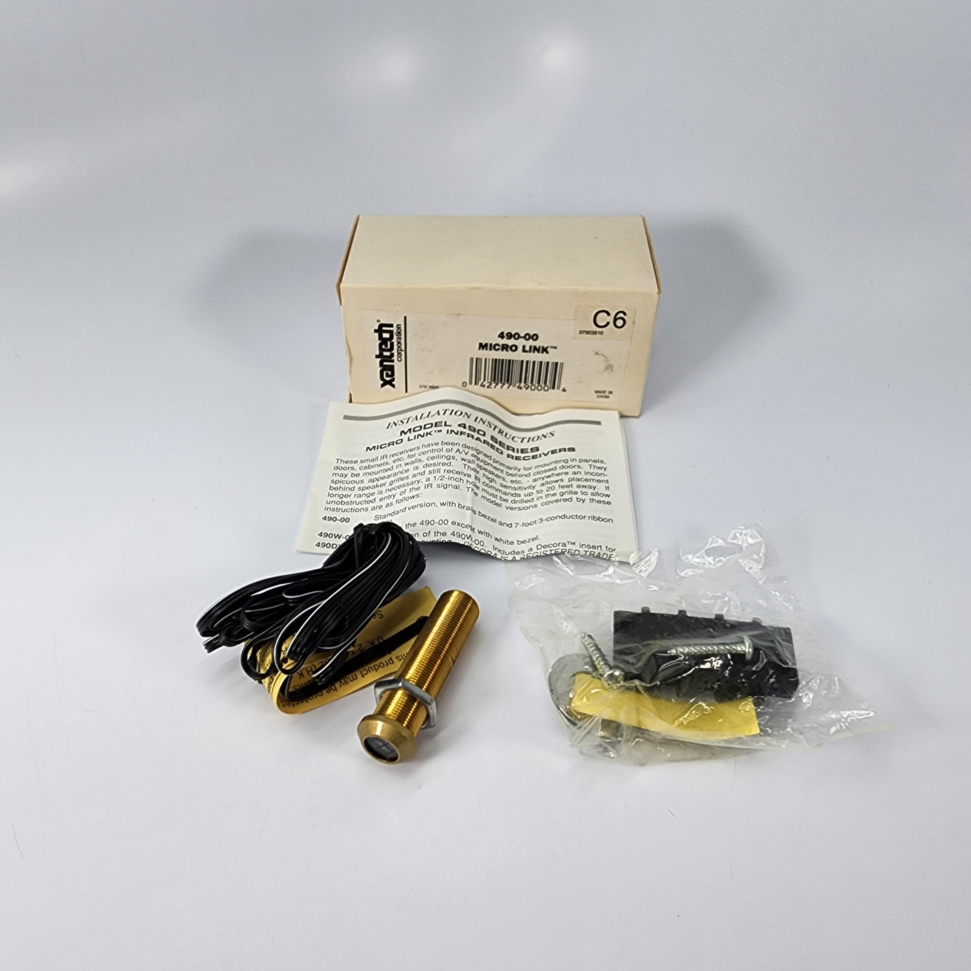 Xantech 490-00 Micro Link IR Receiver Brass Bezel - New Old Stock - Max