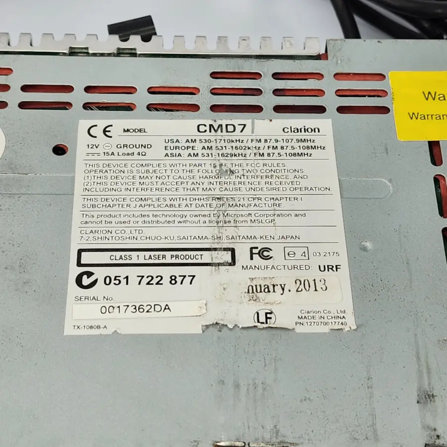 Clarion CMD7 Marine CD/MP3/WMA/AAC Receiver w/ USB Input & CeNET Control - TESTED - Image 9