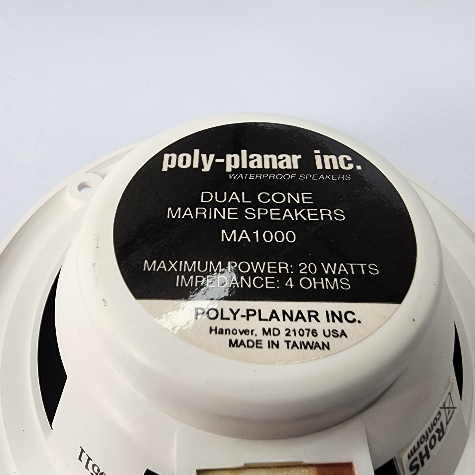Poly-Planar MA-8506 6.5" 3-Way Marine Speakers – Titanium, Waterproof, 200W RMS, Pair, White
