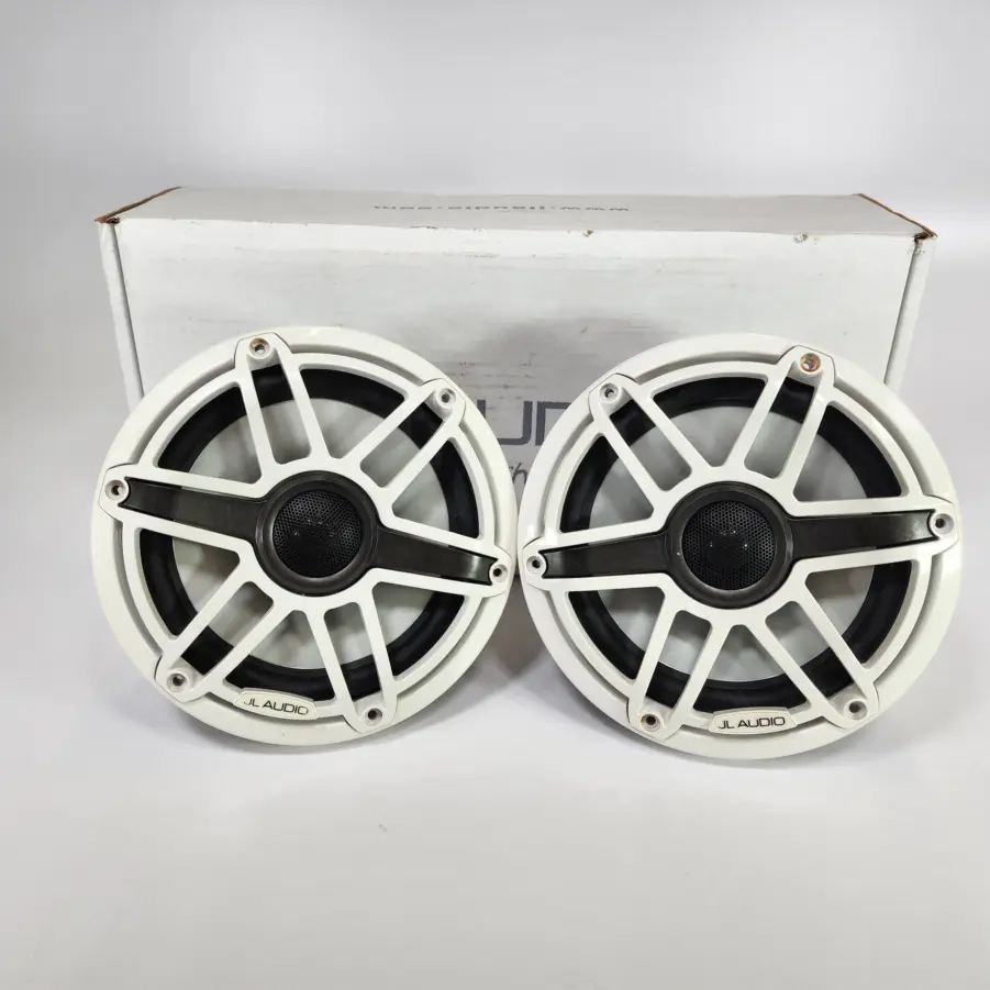 (1 Pair) JL Audio M6-770X-S-GwGw M6 Series 7.7" Marine Speakers with Gloss White Sport Grilles