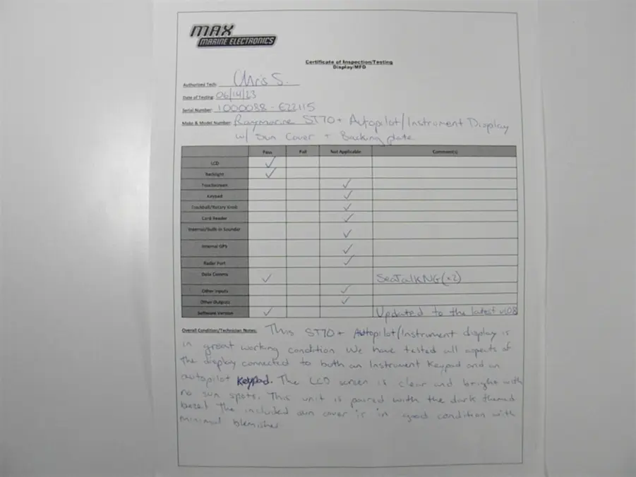 Raymarine ST70+ 6.5" Multifunction Instrument/Autopilot DisplayTested