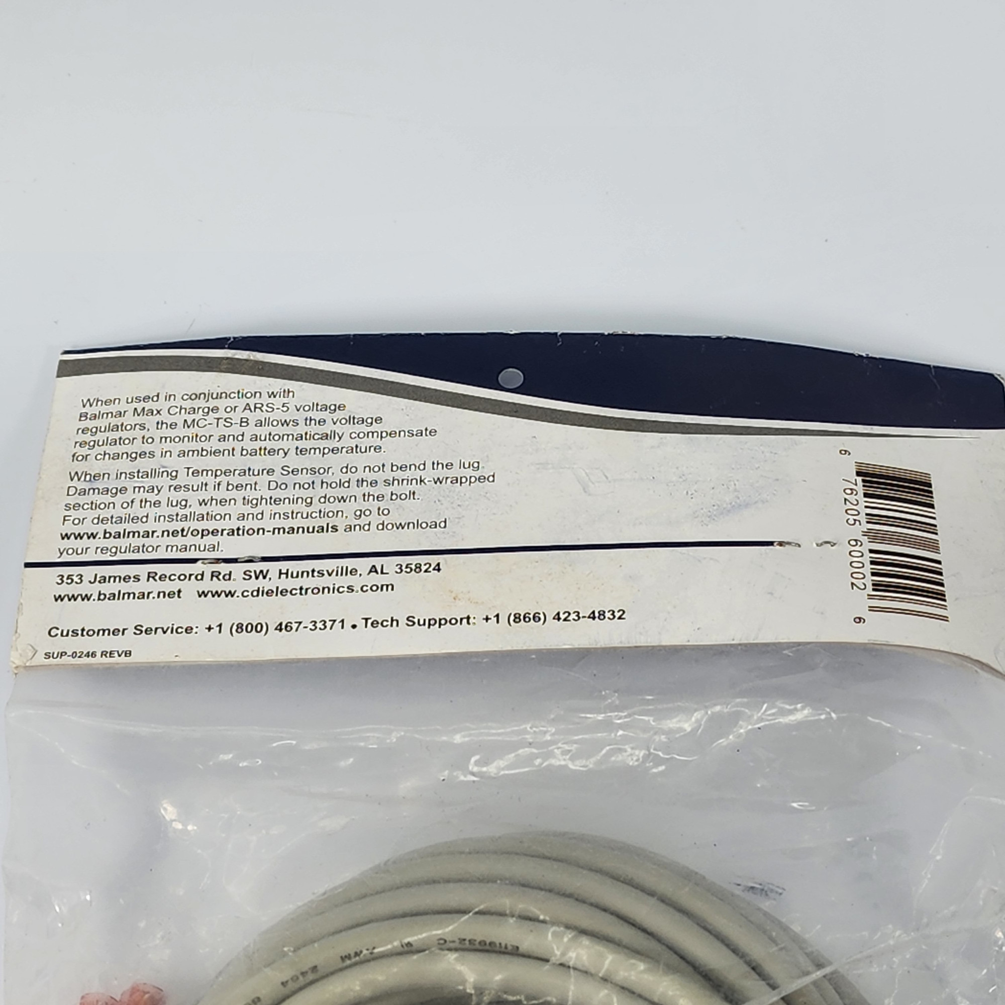 Balmar MCTSB Battery Temperature Sensor 20 ft Length New Old