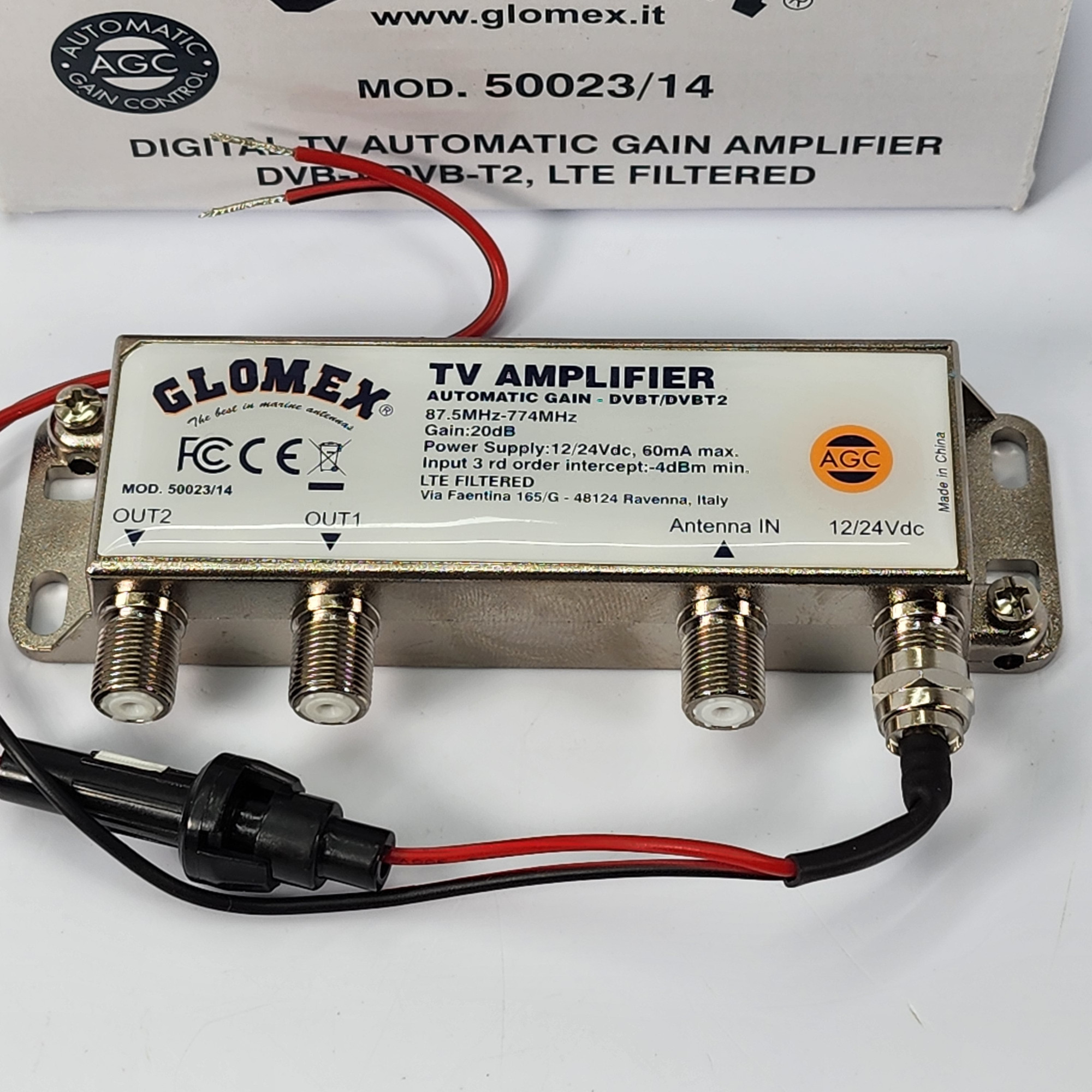 Glomex 50023/14 Digital TV Auto Gain Amplifier DVBT DVBT2 LTE