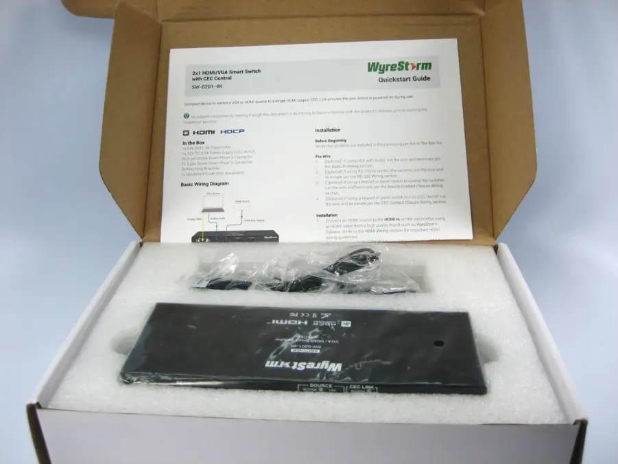Wyrestorm SW-0201-4K 2x1 HDMI/VGA Smart Switch New Open Box - Image 2