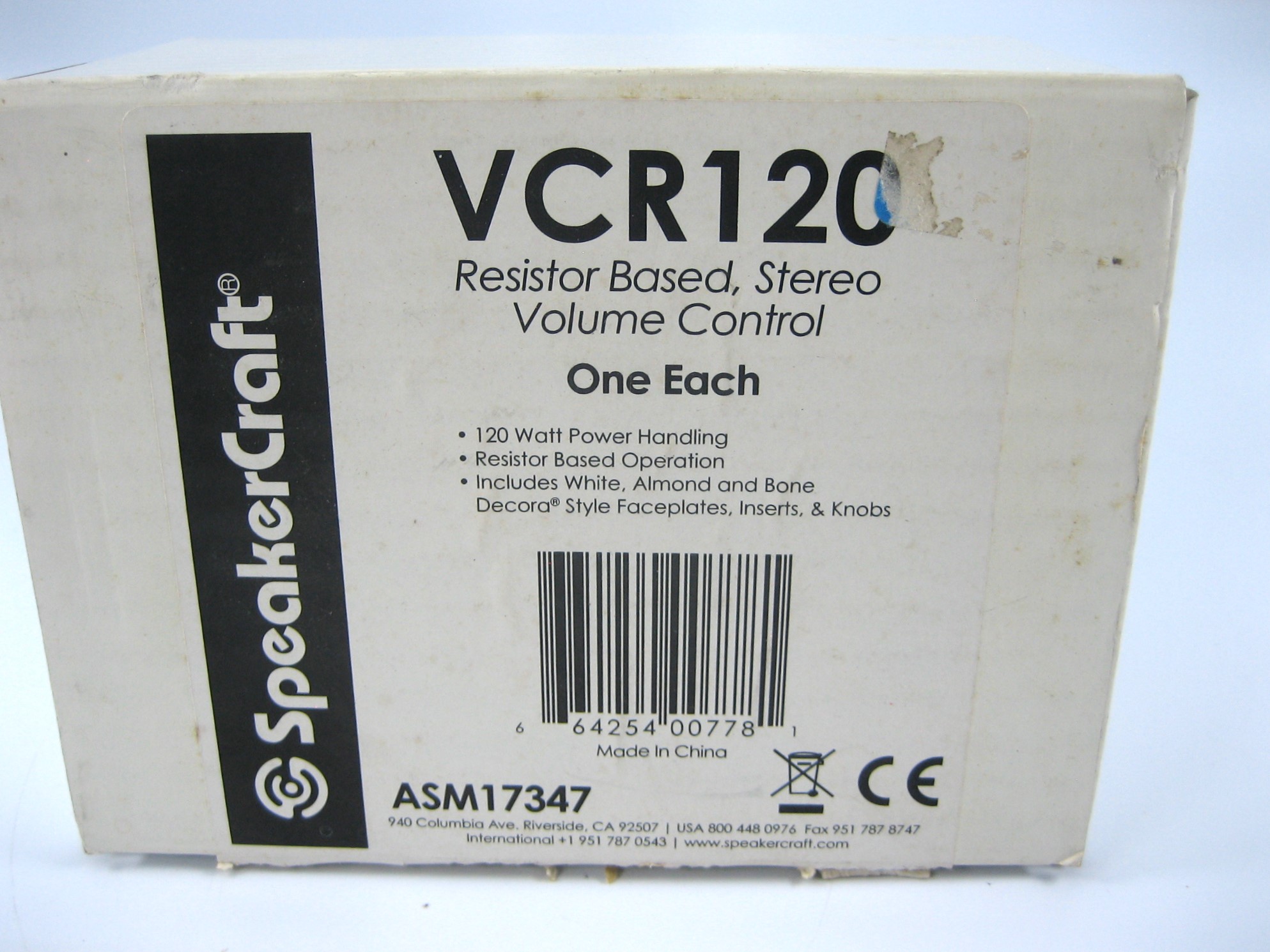 thumbnail image 2 of OSD Audio VKR120 In-Wall Speaker Volume Control – Rotary Knob, Resistor Based, White, 150W 2 of 5