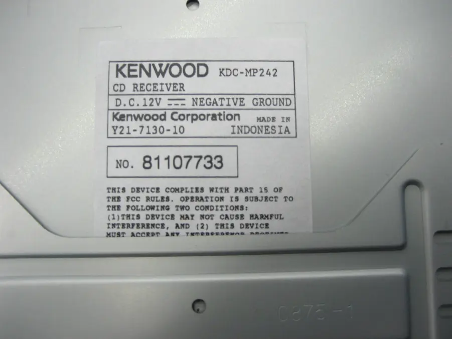 Kenwood KDC-MP242 CD-Receiver Stereo Control Head - Image 7
