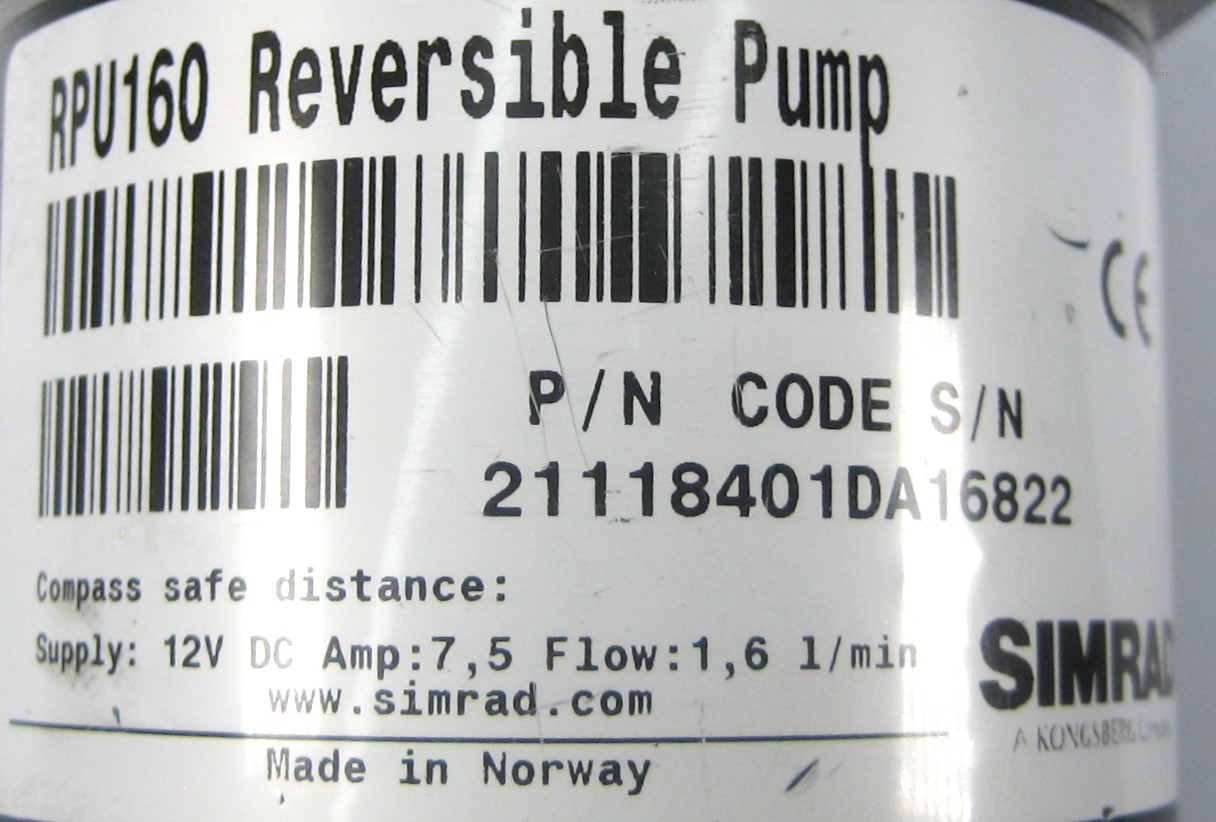 Simrad RPU160 12V Reversible Hydraulic Autopilot Pump - Max Marine ...