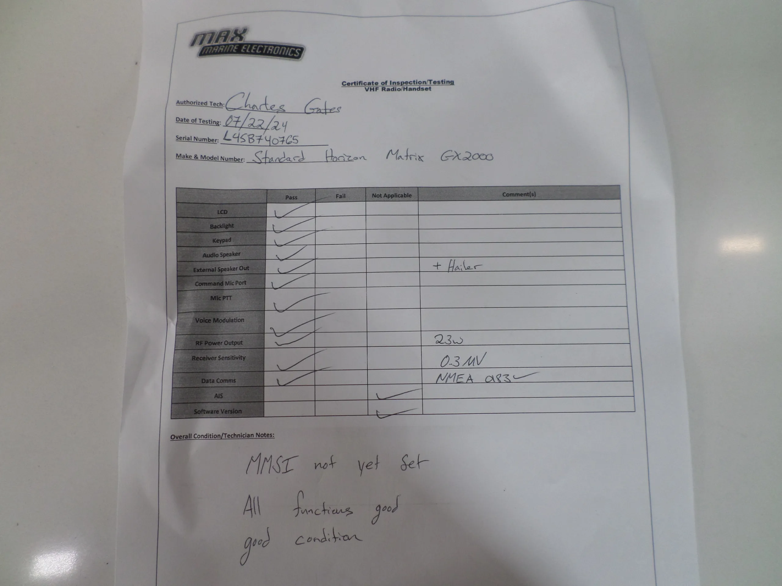 Standard Horizon Matrix GX2000 Marine VHF Radio with Rear Attached Mic