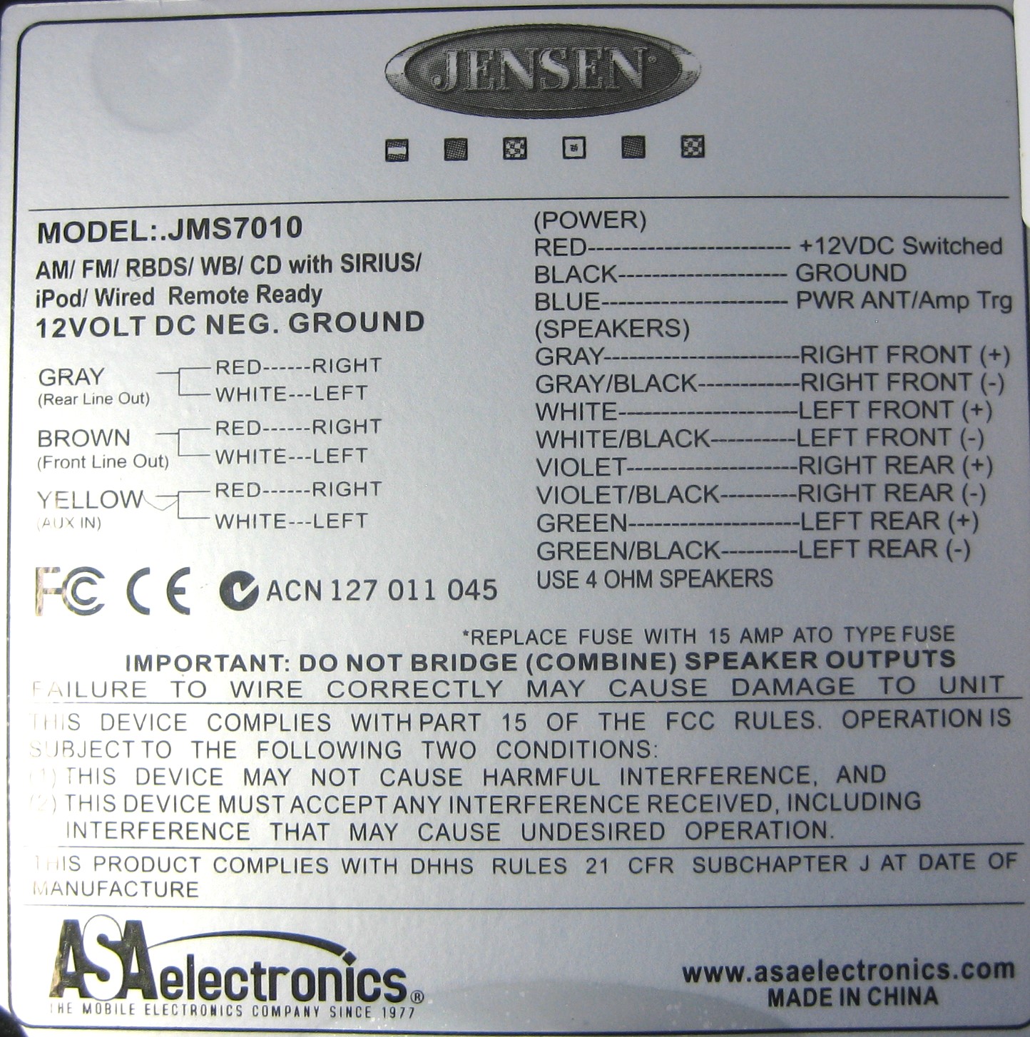 Jensen JMS7010 AM FM CD Sirius XM Ready Boat Marine Radio Tested 90 Day ...