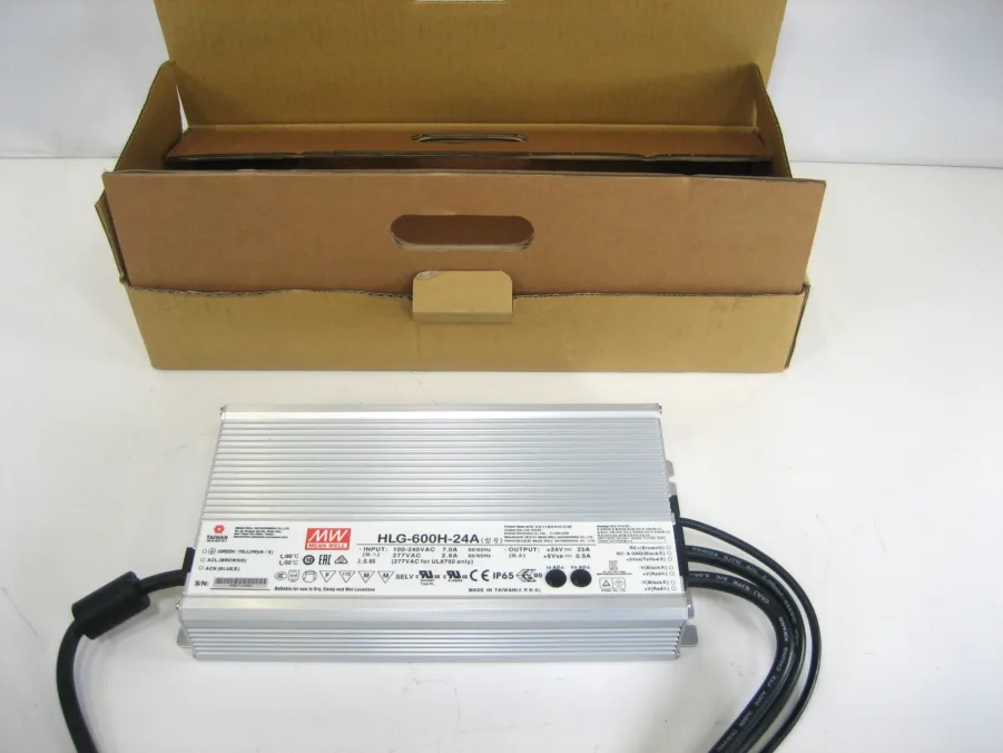 Mean Well HLG-600H-24A 24V LED Driver IP65, PFC 24 Volts 25 Amps Tested 90 Day Warranty NEW OPEN BOX - Image 4