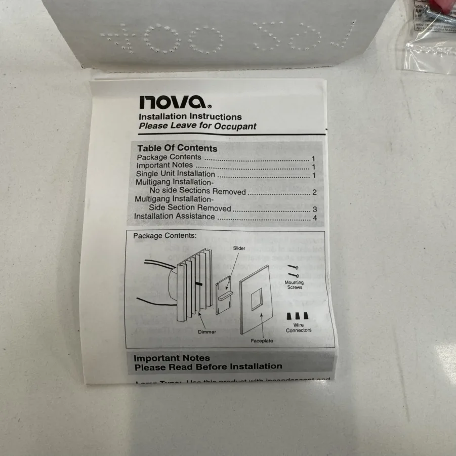 Lutron 4LZ49A SPST Incandescent Dimmer Switch 1500 Watts NOVA - NEW - Image 6