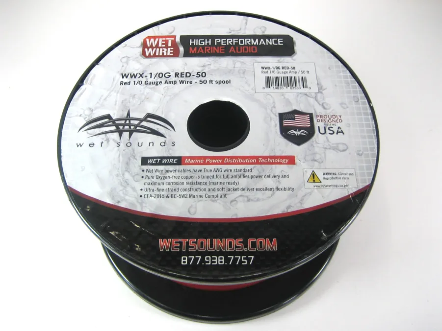 Wet Sounds Wet Wire Series Red Frost 1/0 Gauge Amp Wire - 27Ft Spool 90 Day Warranty - Image 2