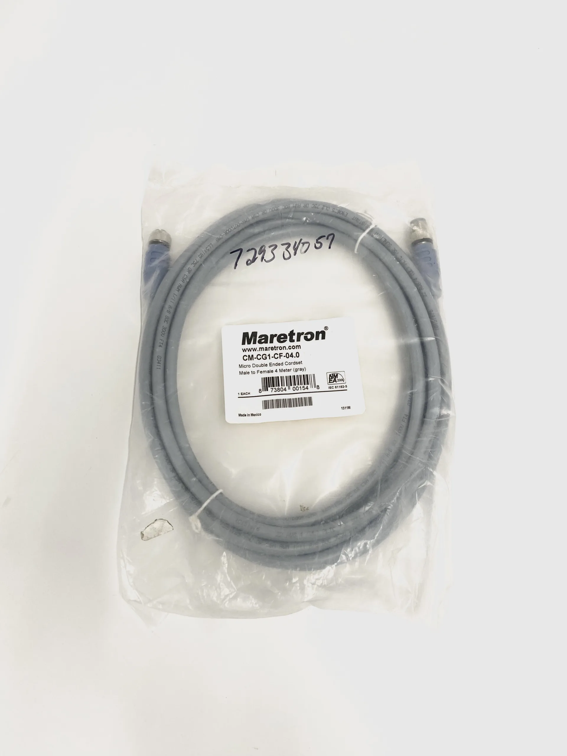 Maretron Mid Double-Ended Cordset - 1 Meter - Gray main image 1