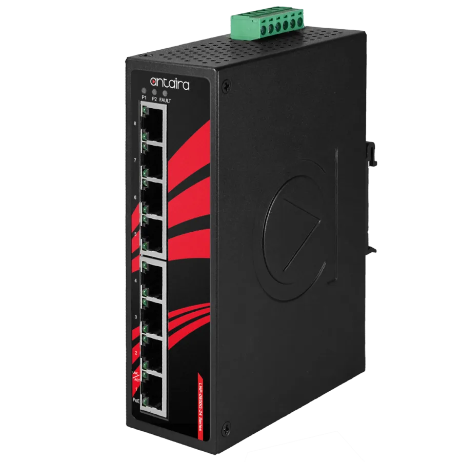 Antaira LNP-0800G-24-T-CC 8-Port Industrial Gigabit PoE+ Unmanaged Switch - Image 2