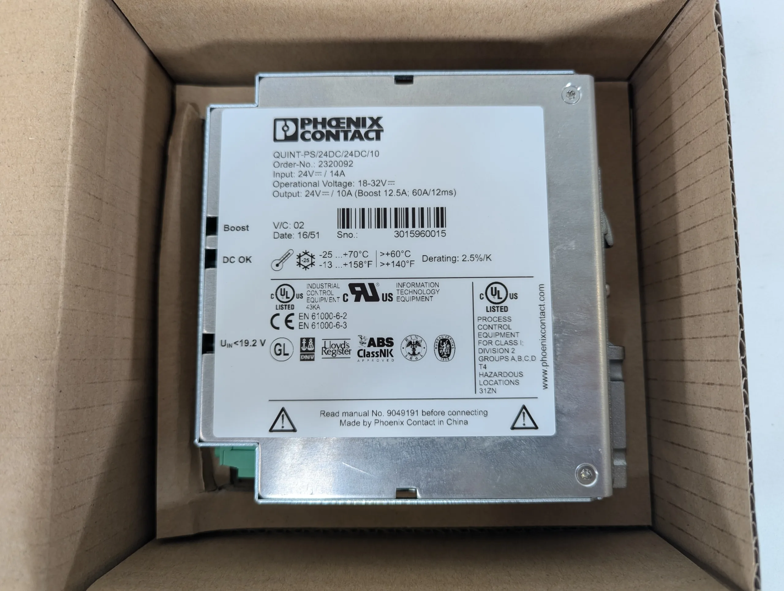 Alimentation électrique Phoenix Contact QUINT4-PS/24DC/24DC/20/SC/+ - 24V 20A - Montage Rail DIN - Occasion