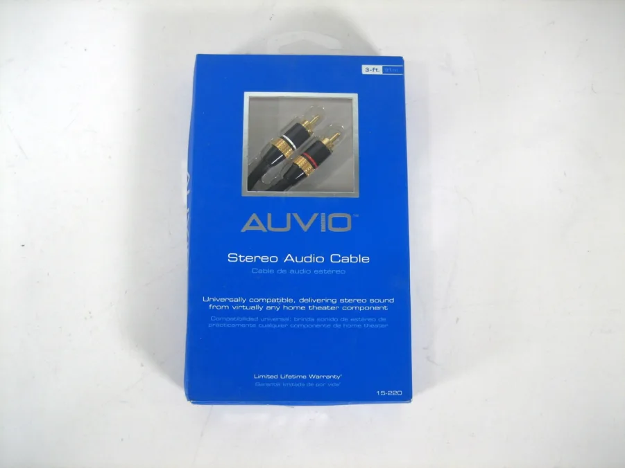 Auvio 15-220 Stereo Audio Cable 3ft Gold Plated RCA .91m *NEW*