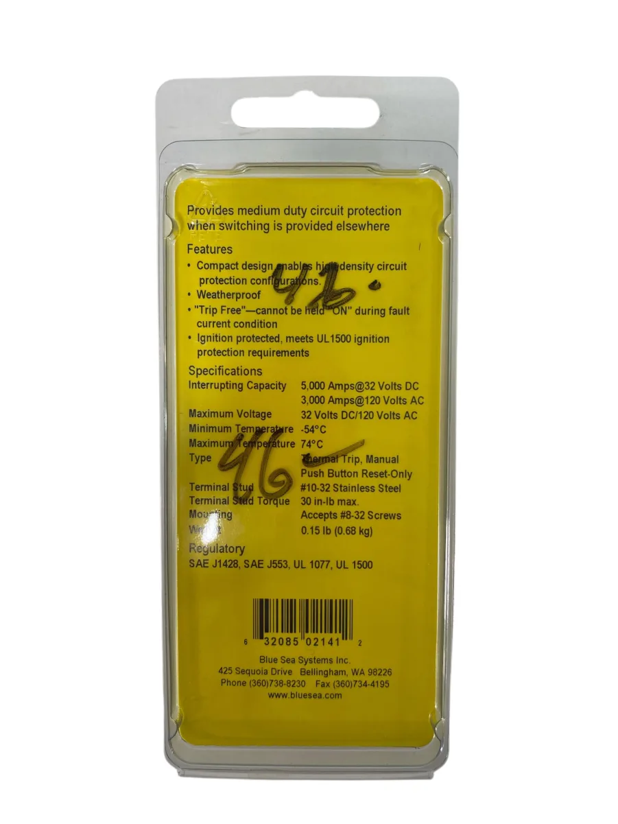 Blue Sea Systems 2141 Medium Duty 40 Amp Push Button Circuit Breaker **New** - Image 2