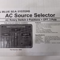 Blue Sea Systems AC Source Selector 65A 240V 2 Positions + OFF Part No. 8363