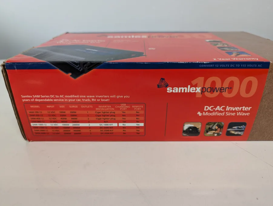 Samlex SAM-1000-12 Modified Sine Wave Inverter 12VDC Input 115VAC Output 1000W NEW - Image 4