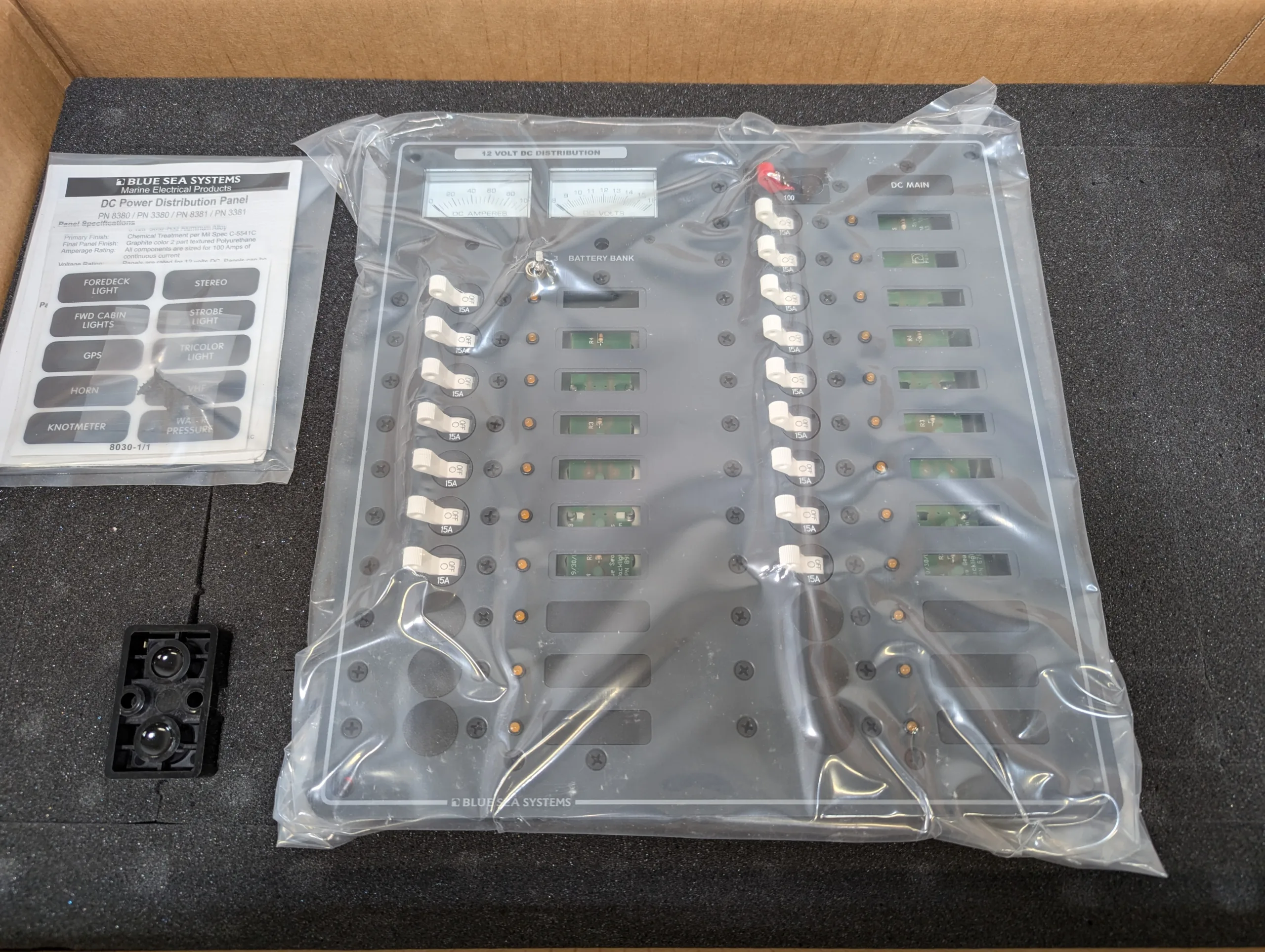 Blue Sea Systems 12V 100A 22 Position DC Power Distribution Panel 8380 ...