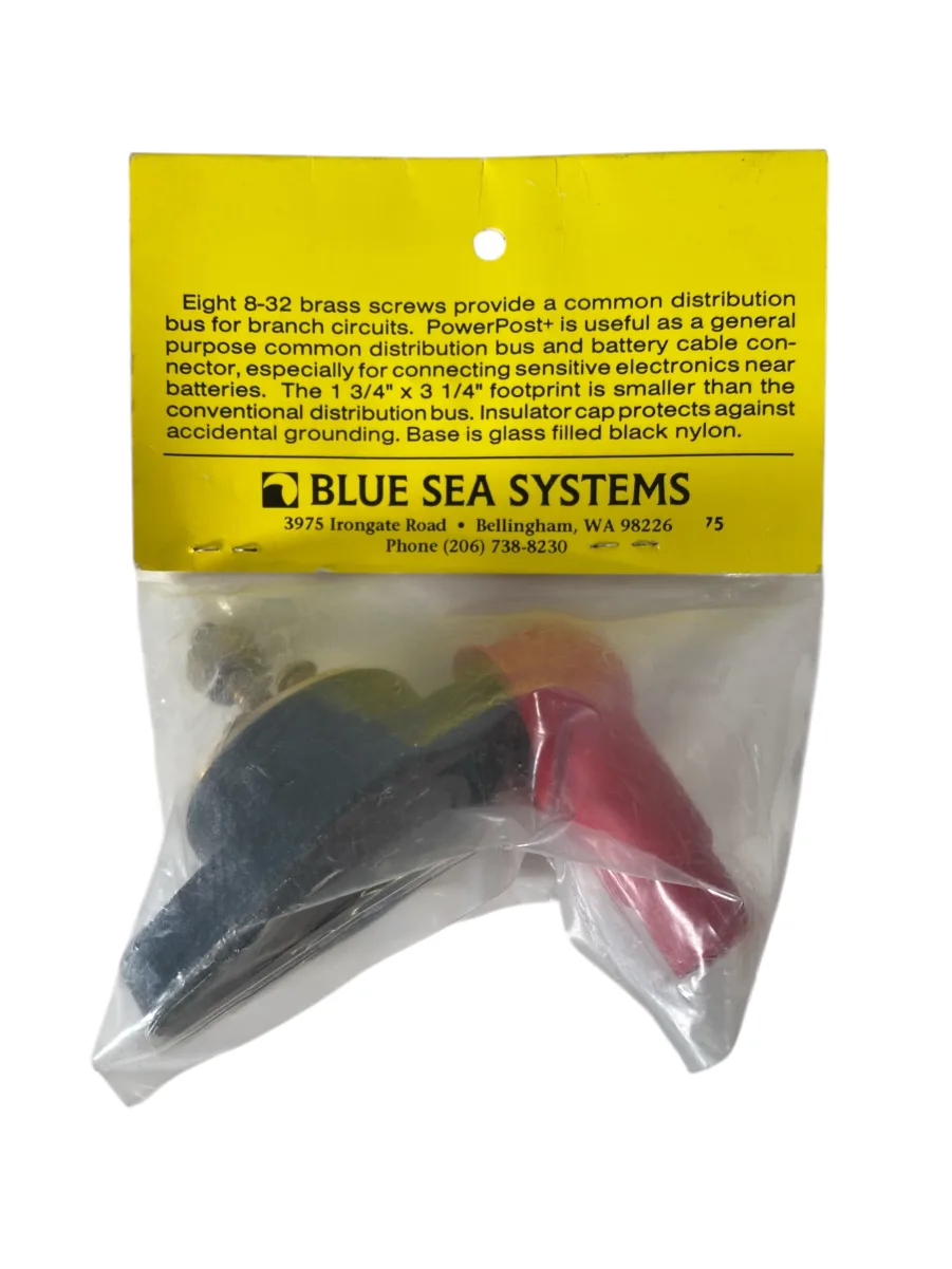 Blue Sea Systems 2101 PowerPost+ 1/4" Battery Terminal W/ 8-Screw Distribution Bus **New** - Image 2