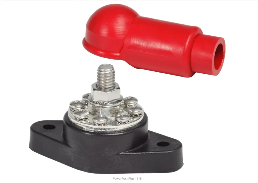 Blue Sea Systems 2103 PowerPost+ 3/8" Battery Terminal W/ 8-Screw Distribution Bus **New** - Image 3