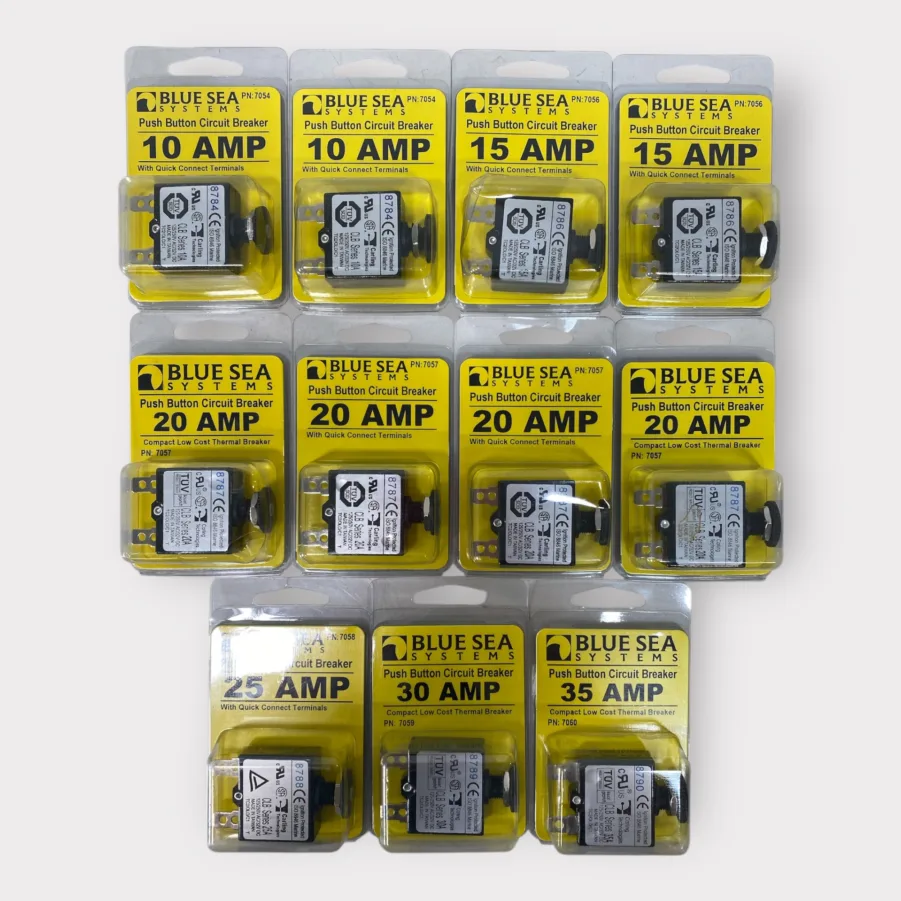 Blue Sea Systems Variety Lot of 10A35A Push Button Circuit Breakers