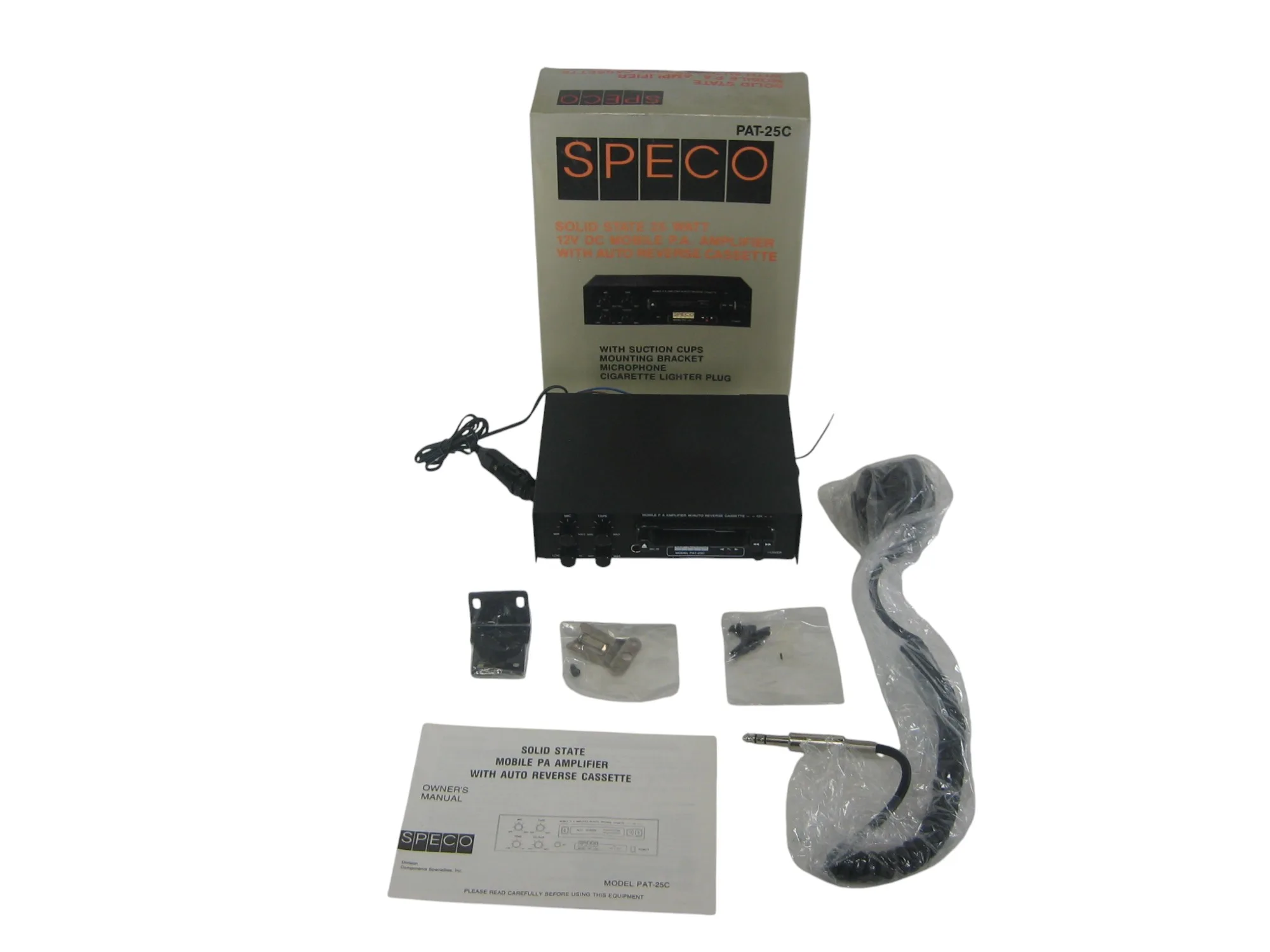 Speco PAT-25C Mobile P.A. Amplifier w/Auto Reverse Cassette Player New ...