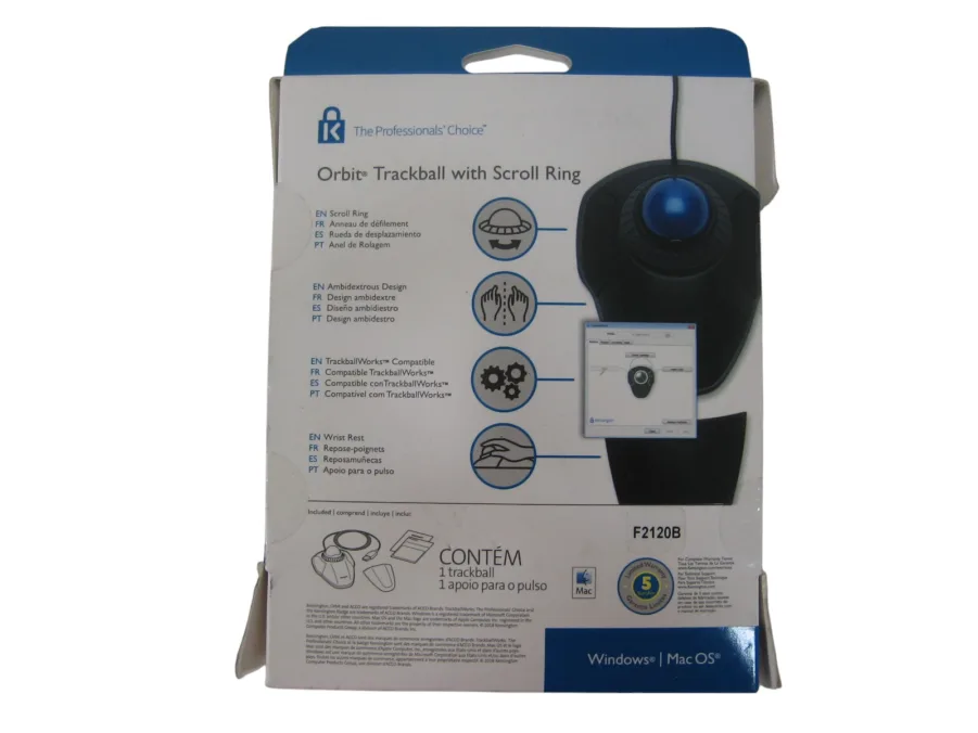 Kensington K72337US Orbit Trackball With Scroll Ring Trackball Wired Mouse NEW - Image 2