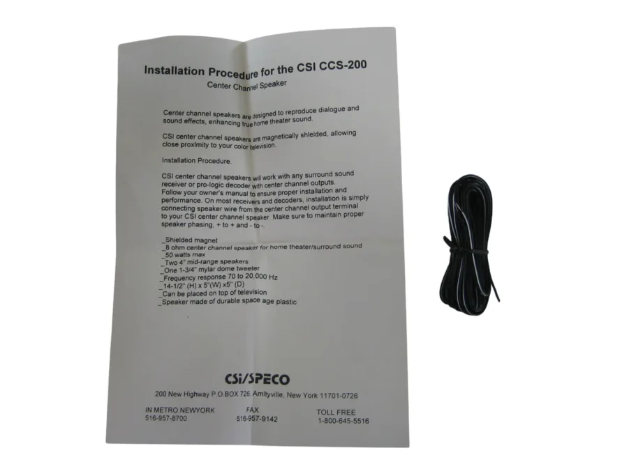 CSI CCS-200 Center Channel Speaker f/Home Theater & Surround Sound New-Old-Stock 90-Day Warranty - Image 11