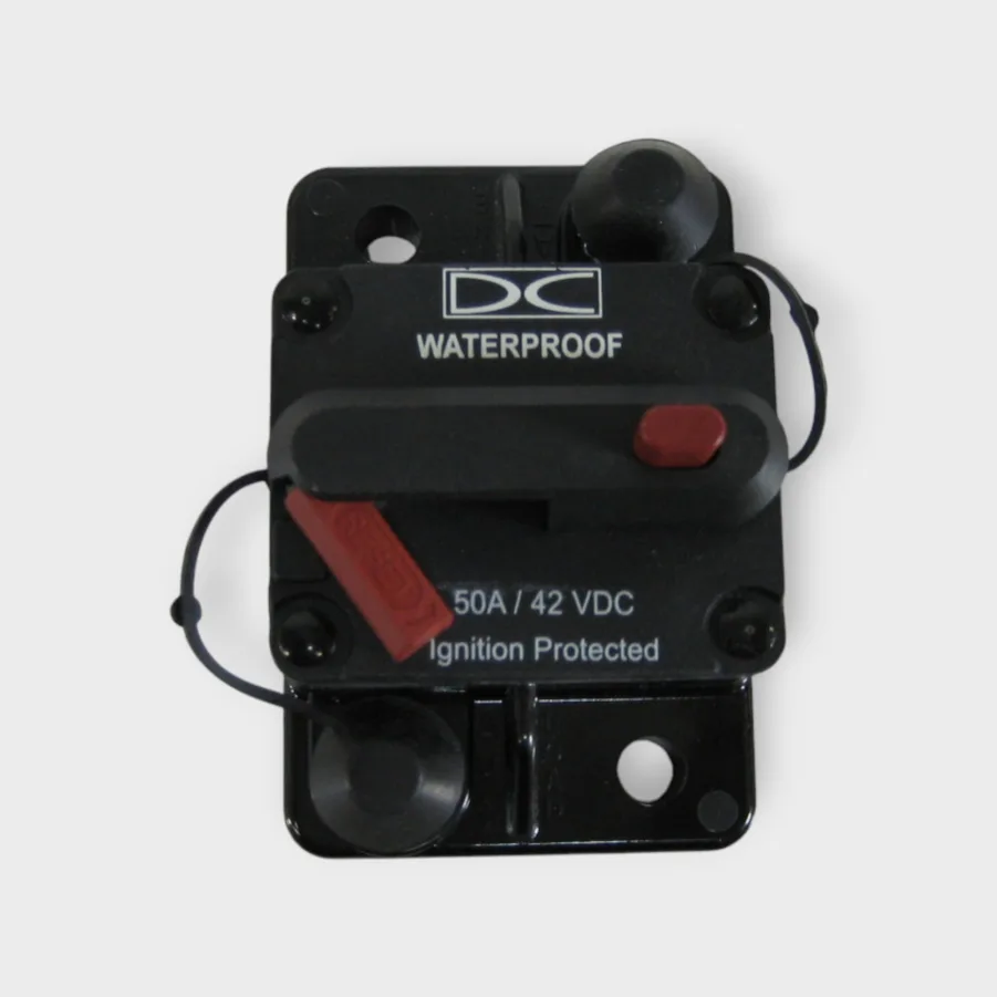 Del City 50 Amp Waterproof Circuit Breaker Auto/Marine/Solar 42V DC Manual Reset