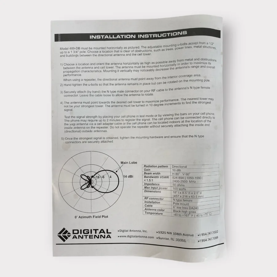 Digital Antenna 489-DB Multi-Band 10 dBi Directional Antenna 800MHz - 2.5GHz **New** - Image 8