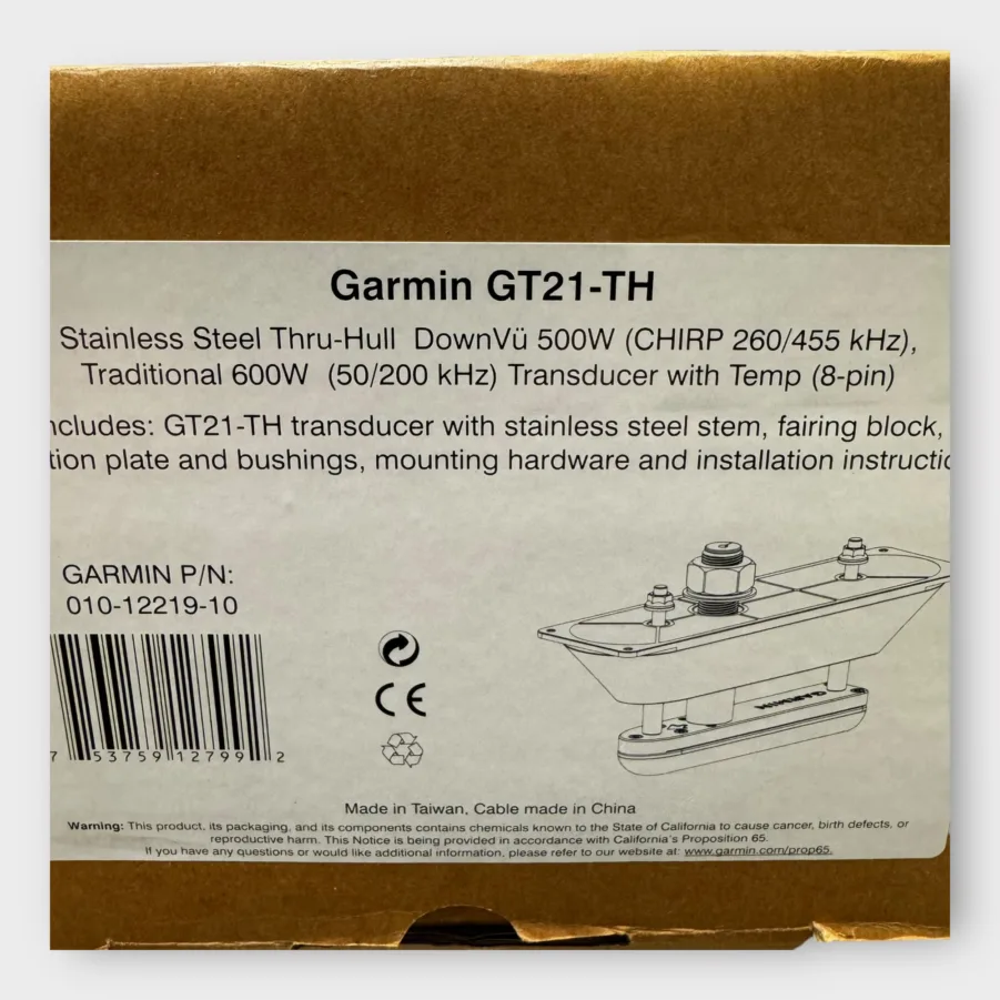 Garmin GT21-TH SS Thru-Hull Transducer ClearVu CHIRP - NEW 260/455 + 50/200kHz - Image 2