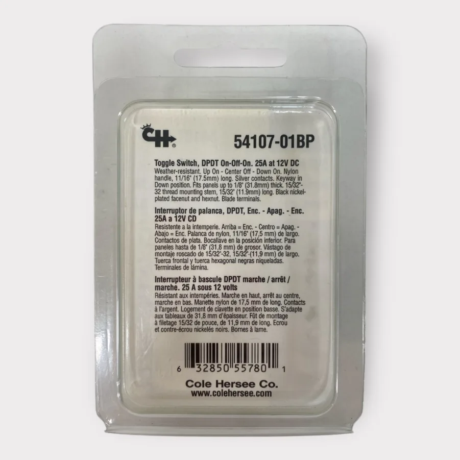 Cole Hersee 54107-01BP DPDT On/Off/On Toggle Switch - 12V **New** - Image 2