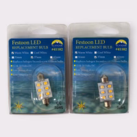 Scandvik 41102 Warm White LED Festoon 37mm Replacement Bulb - 12/24VDC **Lot of 2**