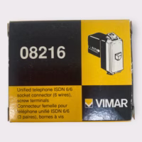 Vimar 08216 ISDN RJ11 Telephone Jack Outlet 6-Position / 6-Conductor - Ivory **New**
