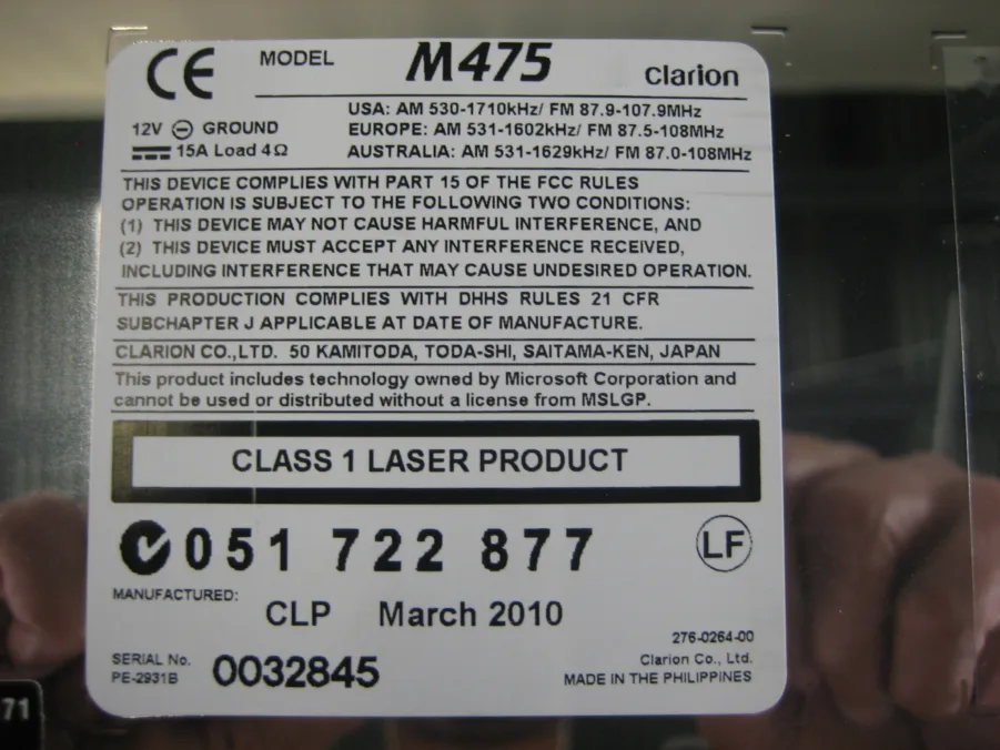 Clarion M475 Marine Receiver CDs CD-Rs CD-RWs MP3 WMA New-Old-Stock 90-Day Warranty - Image 5