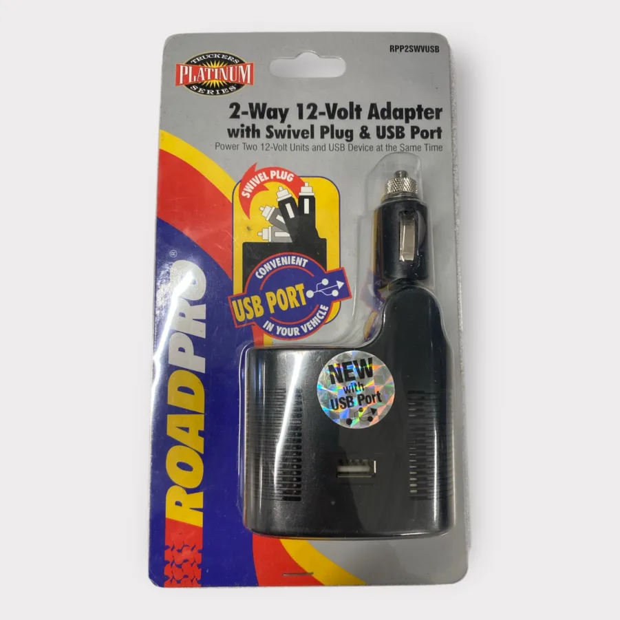 Roadpro RPP2SWVUSB 2-Way 12-Volt Adapter Splitter Swivel Plug And USB Port NEW