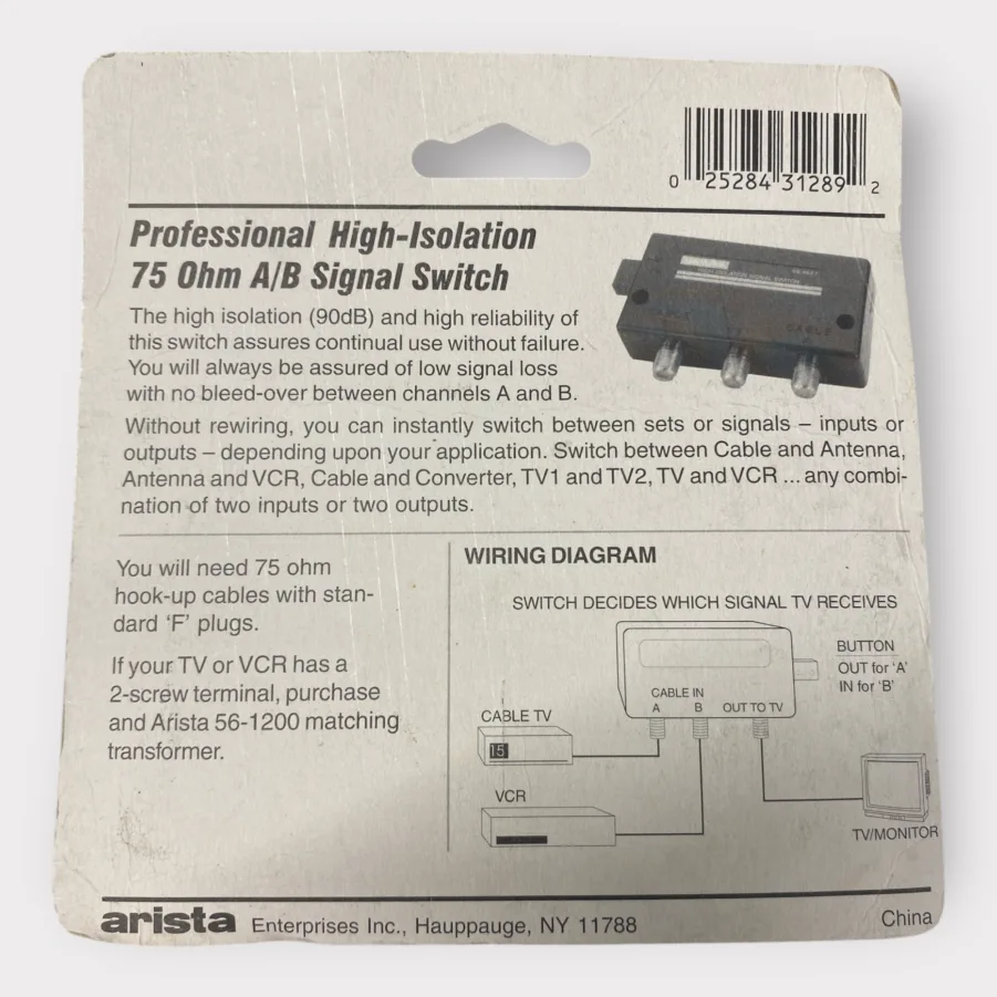 Arista 56-4547 A/B Signal Switch Sight and Sound High Isolation NEW - Image 3