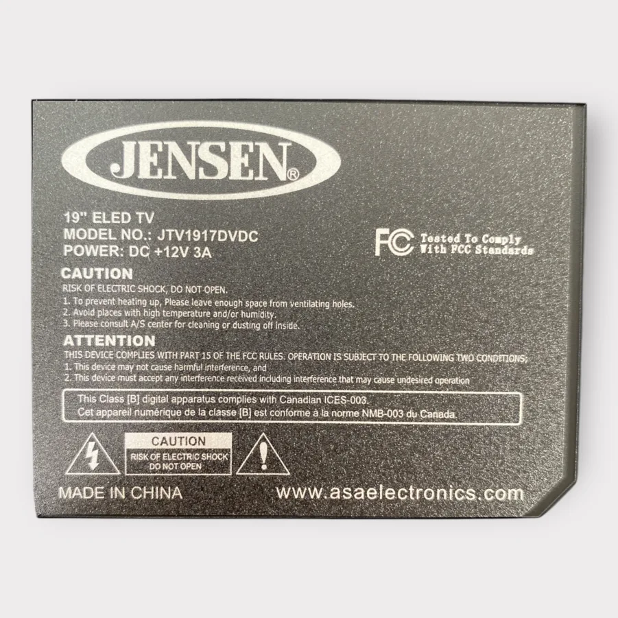 Jensen JTV1917DVDC 19" 12VDC LED TV With Built-In DVD Player **New-Open Box** - Image 10